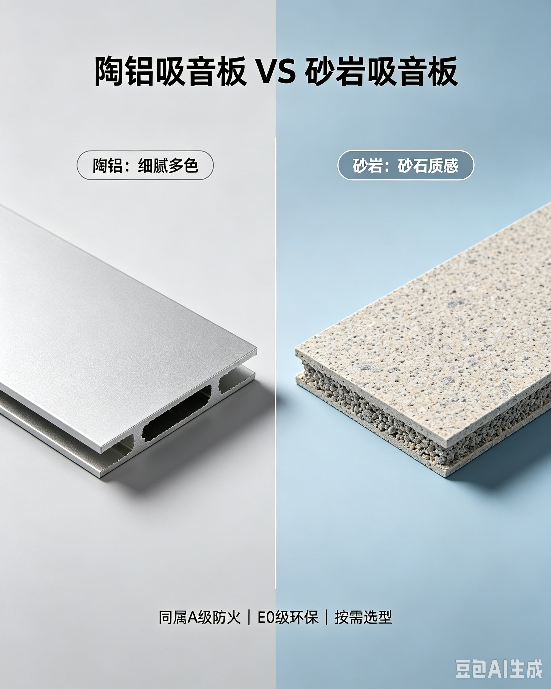 陶铝吸音板和砂岩吸音板哪个更好？性能、场景横向对比