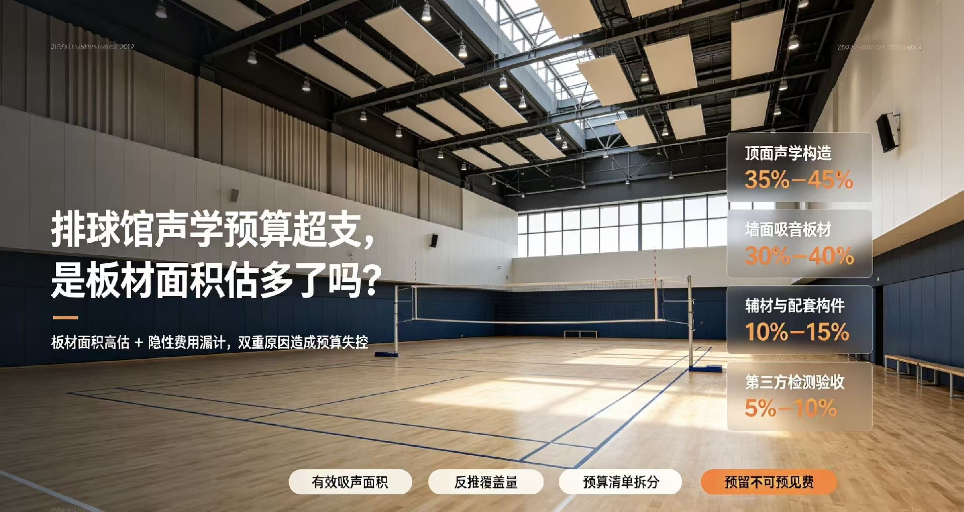 排球馆声学预算超支，是板材面积估多了吗？