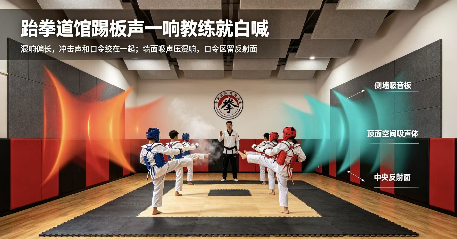 跆拳道馆踢板声一响教练就白喊，是木板太响还是吸声没做？